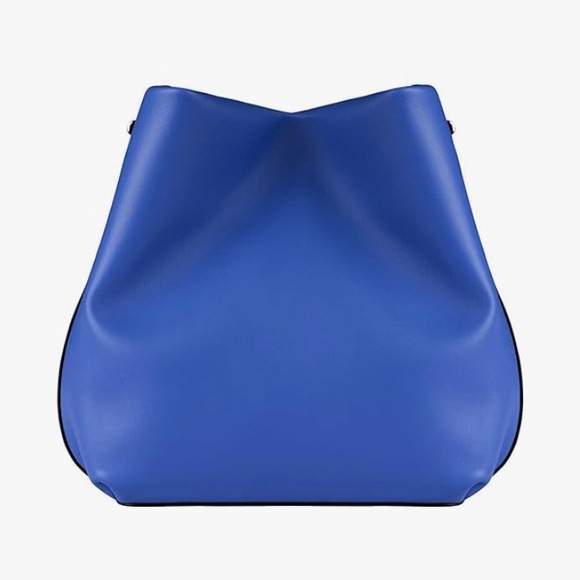 Lipault By The Seine Large Leather Bucket Bag Cobalt Blue Purse Crossbody Tote - Picture 15 of 16